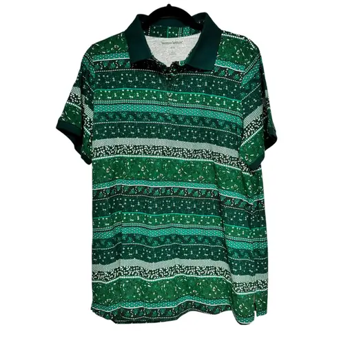 Woman Within Green Print Polo Shirt Womens Plus Size 18/20 Short Sleeve