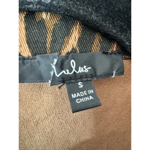 Lulus NWOT  Levon Brown Leopard Print Denim Button Front Midi Dress Size Small