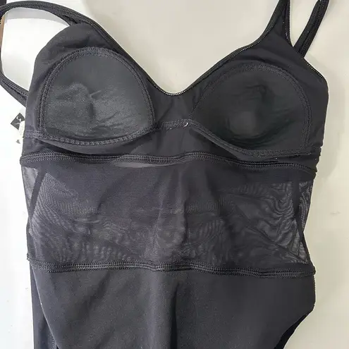 La Blanca Rod Beattie Womens 12 Sheer Mesh Middle Swimsuit One Piece Black
