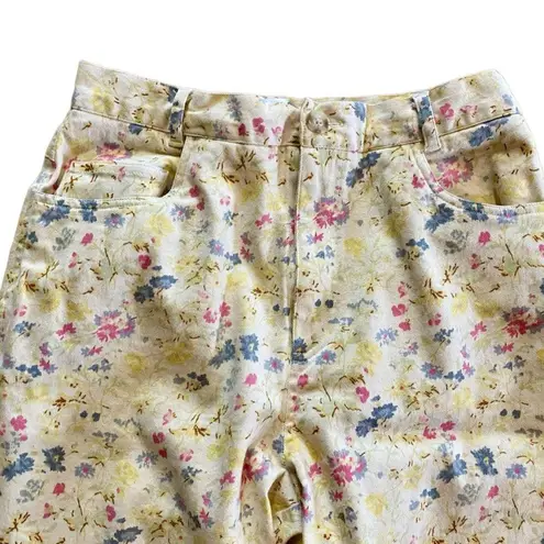 Coldwater Creek Vintage Yellow Pastel Floral Pants Jeans Womens 8