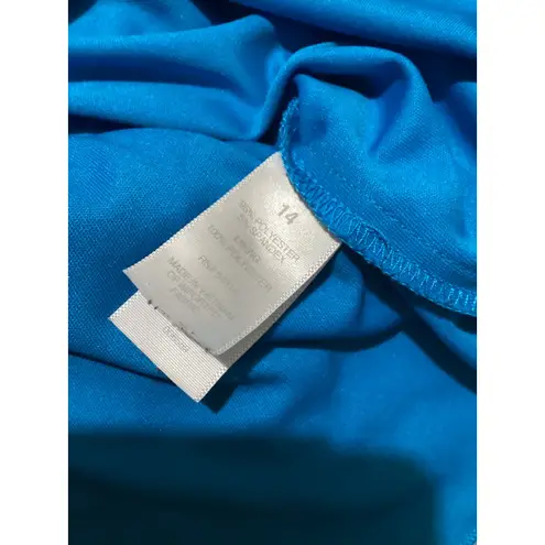 Bisou Bisou Michele Bohbot Blue Textured Cap Sleeve Sheath Dress Size 14