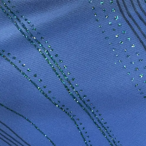 Vintage Y2K My Michelle Blue Glitter Ruched Spaghetti Strap Dress USA L Size L