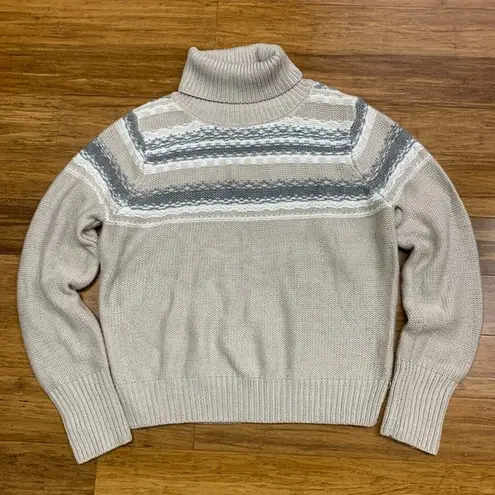 Jun & Ivy Jun & Ivy Turtleneck Sweater Womens Small Beige Striped Knit Pullover Neutral