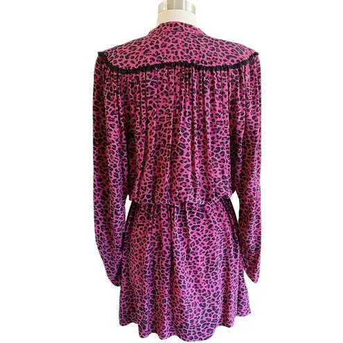 Zadig & Voltaire Reveal Leopard Print Dress Hot Pink Black MSRP $398 Large NWT