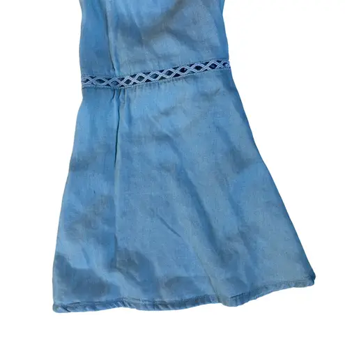 Walter Baker Milan Light Chambray Jumpsuit Off The Shoulder Wide Leg Crochet -S