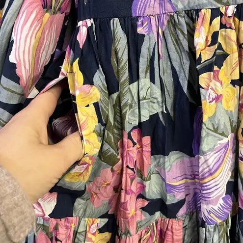 YAS Flower AOP Organic Cotton 3/4 Sleeves Sky Captain Short Dress US(0