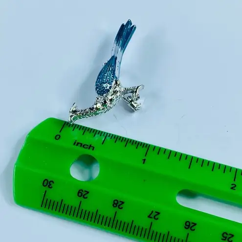 Road Runner Pin Brooch Large and Small Bird Metal Enamel Rhinestones Vintage