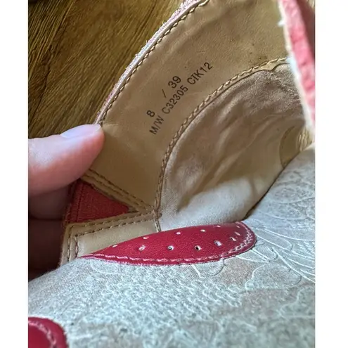 BOC Born Concepts Vtg Floral Wedge Mule Size 8 Red