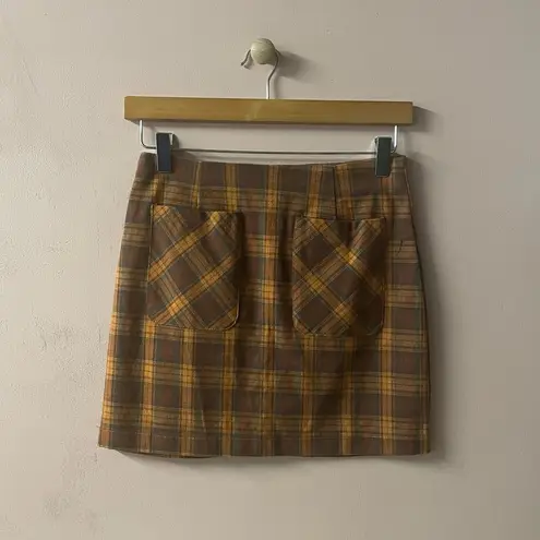 Nectar Clothing Rust Orange Plaid Mini Skirt Size S NWT