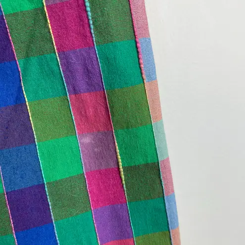 Vintage 90s Y2K Canvasbacks Madras Plaid Cropped Full Zip Jacket 12P 12 Petite L Pink