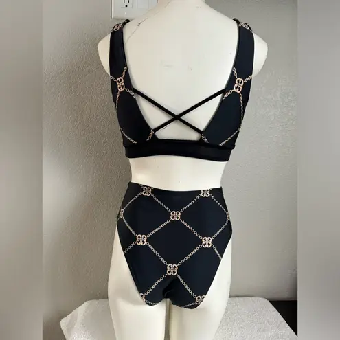 Pole Addict Black Land Gold Chain Bona Pole Top and Mona Bottoms Polewear S