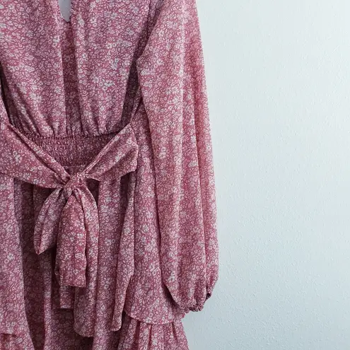 Anthropologie Japna Ditsy Floral Long Sleeve Ruffle Mini Dress