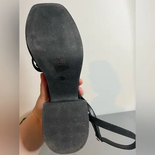 Source Unknown Black Faux Suede Platform Sandals Buckle Ankle Strap Chunky Mules Y2K Sz 41 /9.5