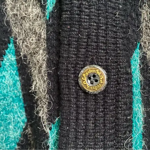 Vintage CÈTO Uomo Colorblock Mosaic Chevron Print Cardigan Sweater Size S Multiple