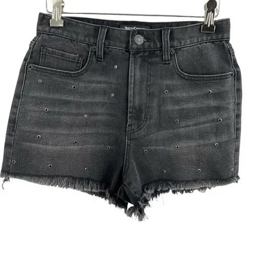 Juicy Couture  Black Studded Denim Shorts Size 26