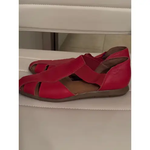 Aerosoles Aerosole Women's Red Leather Cutout Gladiator Flat Sandals Size 6.5M