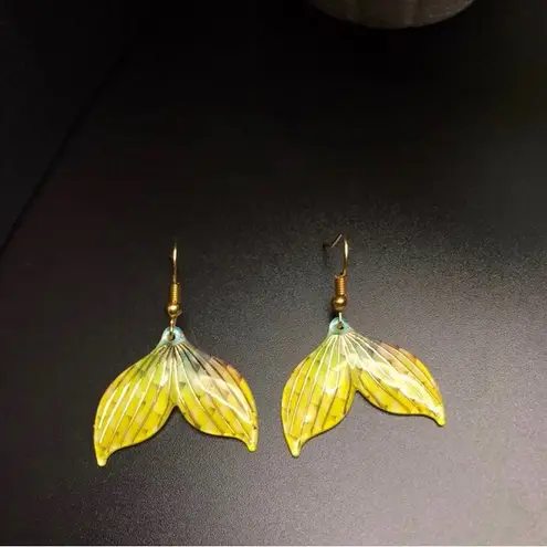 Mermaid Tail / Fish Tail Earrings Yellow