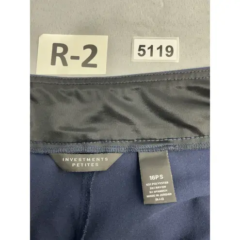 Investments Womans Petite Pullon Casual Pants 16 PS Navy Zip Pockets