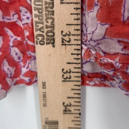 Roberta Roller Rabbit Red Floral Sleeveless Button Up Tunic Tank Dress Size Med