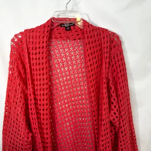 Jessica London Plus Size 22/24 Cardigan Pink Open Knit Sweater Shrug Duster 161