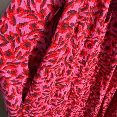 Boden Yoke Detail Floral Jersey Midi Dress Women's 10L Gin Fizz Pink Boho Chic Size undefined