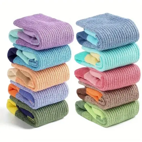 Colorful Athletic Women's Socks 5 PACK Crew Mid Calf High Quality NEW Purple