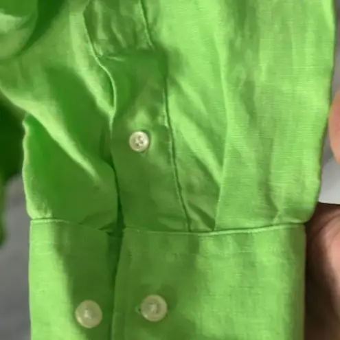 American Living L Long Sleeve Shirt Button Lime Green Linen Utility Bright Work