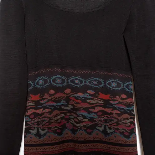 Peruvian Connection Black Cotton Geometric Andean Bodycon Dress - S