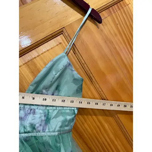 New w Tag Lulus Delightful Invitation Green Floral Tulle Sleeveless Maxi Dress Size XS