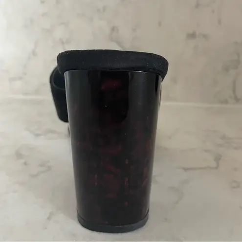 NIB Billini Xena Slide Sandal in Black Suede Block Tortoise Heel Sz 7