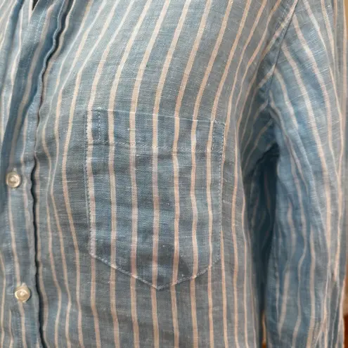 Frank & Eileen Barry Tailored Button Striped Shirt S READ Preppy Coastal Linen - Image 11
