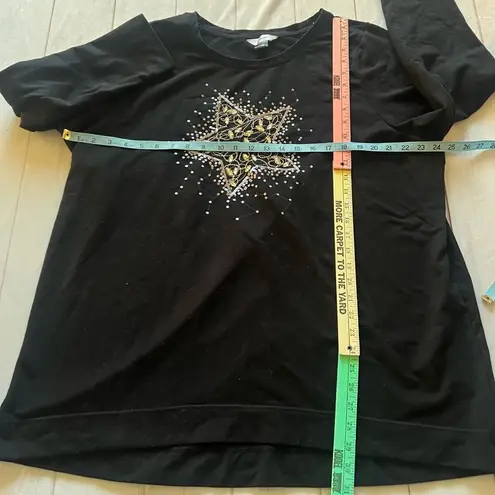 cj banks Women’s Black Fleece PulloverSweatshirt size 2X Star sequin Top Holiday