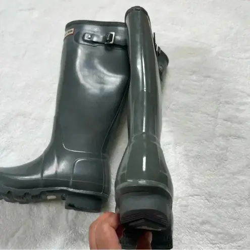 Hunter  Original Gloss Tall Gray Rain Boots Size 5M 6F US.  37