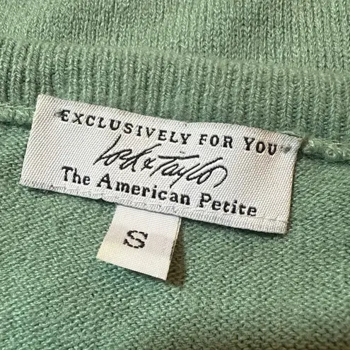 Lord & Taylor 100% Cashmere Pullover Sweater S Green Short Sleeve Soft Knit