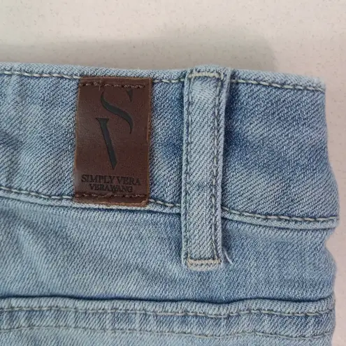 Simply Vera 6 31 Short Embroidered Light Blue Distressed Denim Cuffed Shorts