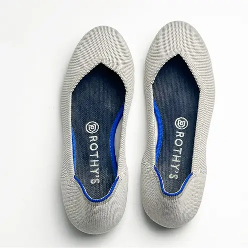 Rothy's ROTHY’S The Flat Round Toe Flax Birdseye Gray Cream Ballet Flats, Size 8