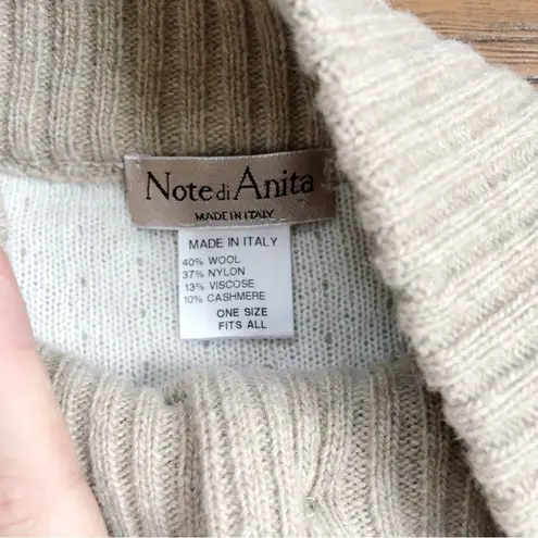 Note di Anita • cashmere knit sweater cape poncho button front beige chevron Tan Size L