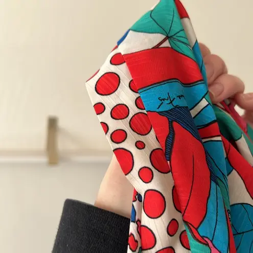 Vintage Diane Freis Vibrant Floral Blouse and Skirt Set Red Size M