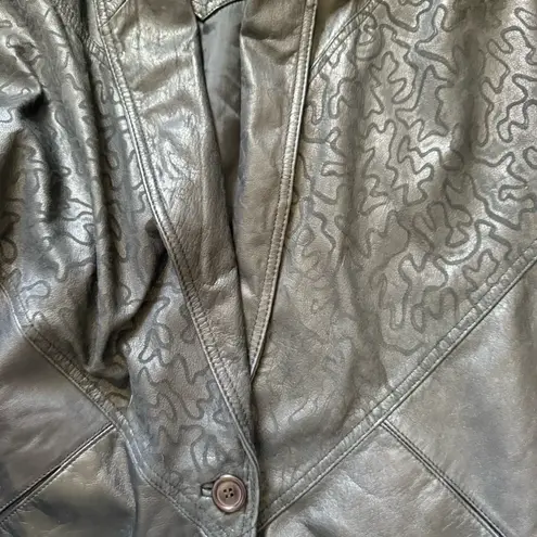 VTG 80s Switzer's Genuine Leather Blazer Jacket Women's M Black Oversized Size M