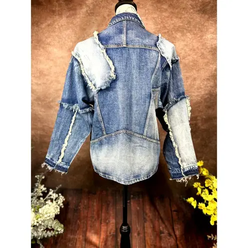 Free People X Sandrine Rose Patchwork Oversize Denim Trucker Jacket