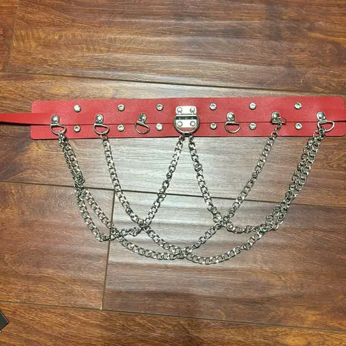 Hot Topic Red Faux Leather Chain Belt