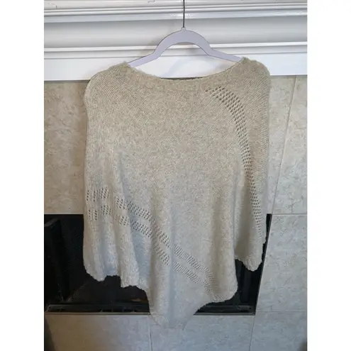 G.H. Bass & CO Beige Wool Blend Pointelle Poncho / Wrap / Shawl, Women's L 0067 Tan