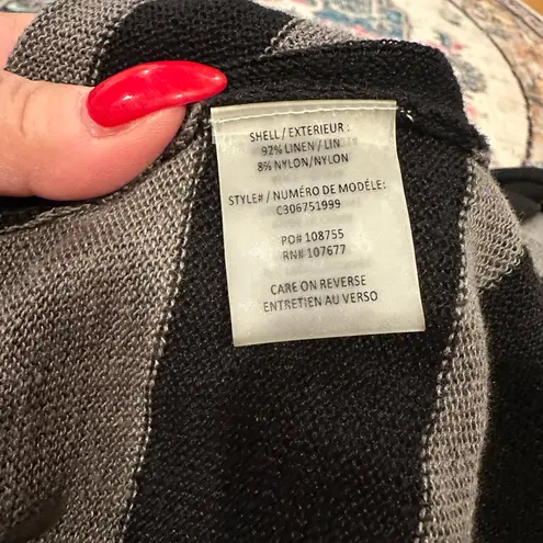 Alice + Olivia Alice Olivia Striped Cardigan Black Gray Wrap around Sweater S