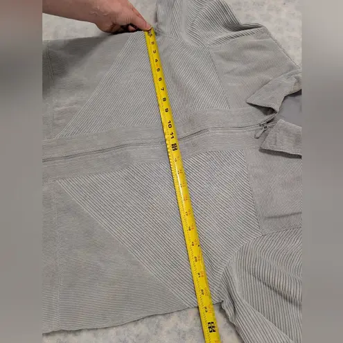 Alfred Dunner Vintage Gray Corduroy Jacket Petite Zip Front Soft Neutral Y2K Ret