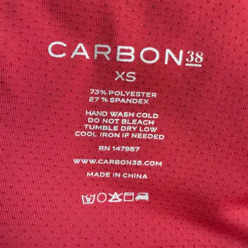 Carbon38 La Plage Crochet Banded Sports Bra, Red/Nude/Silver, Sz XS Red