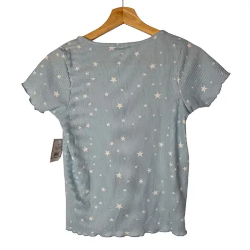 Boutique Blue Star Printed Tie Front Fitted Short Sleeve T-Shirt S