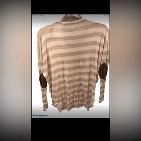 Market & Spruce Long Sleeve Caramel Striped Top- Size: Large