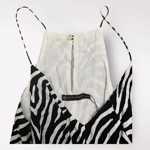 ViX Paula Hermanny Fiorella Black Nora Mini Romper Zebra Print NWOT Size M Size M
