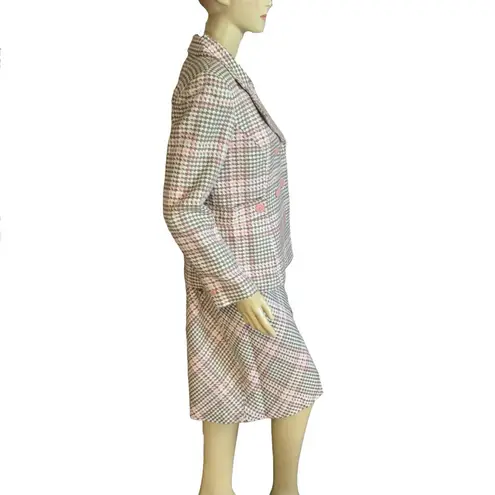 Norton Mcnaughton PINK, TAUPE & CREAM HOUNDS TOOTH PRINT SKIRT SUIT NWT (8P) - Image 3