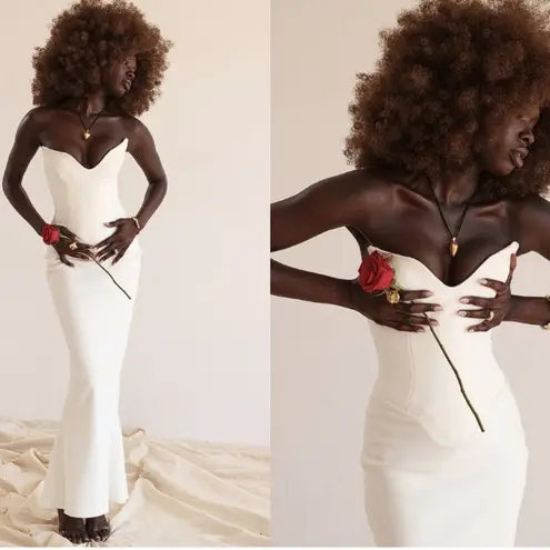 House Of CB NWOT Tamara Ivory Strapless Corset Maxi Dress sz XL